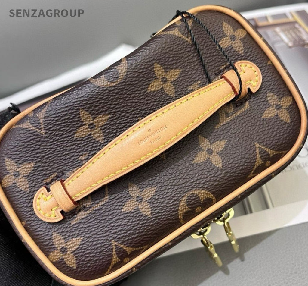 Louis Vuitton Monogram Nano Chain Shoulder Bag Brown Gold Women Classic