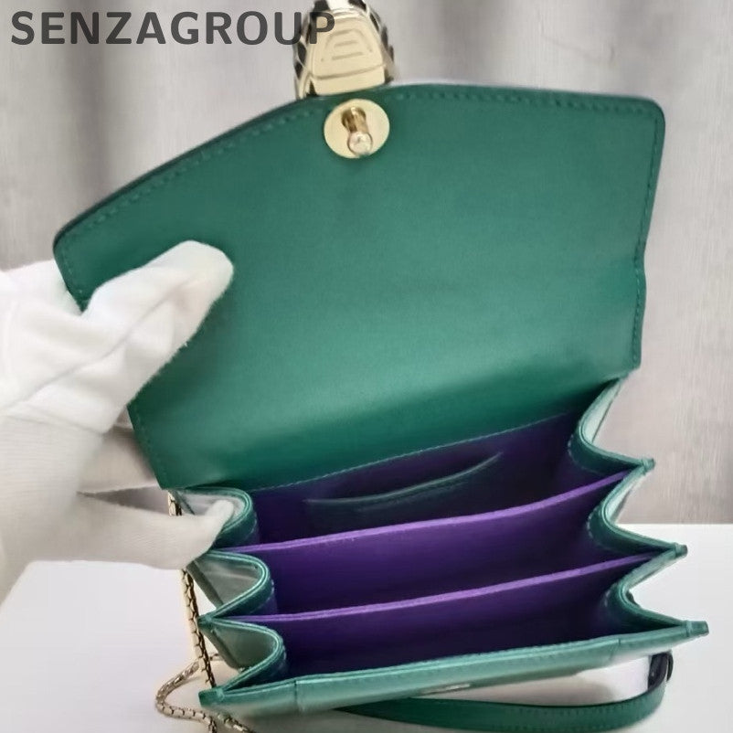 Bvlgari Serpenti Chain Shoulder Bag Green Classic Fashion Women