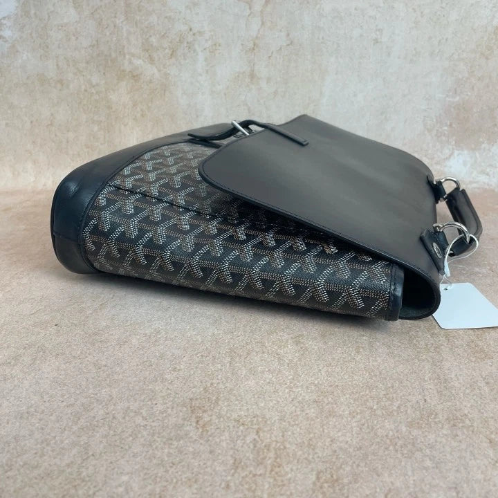 Goyard Citadin Classic Black Leather Shoulder Bag Briefcase For Women