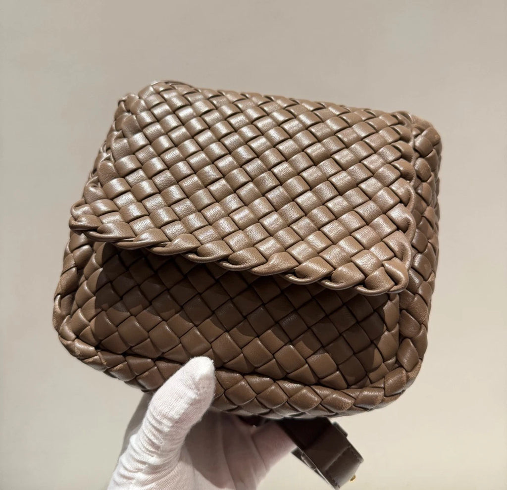 Bottega Veneta Cobble Intrecciato Shoulder Bag Crossbody Brown Unisex Adults