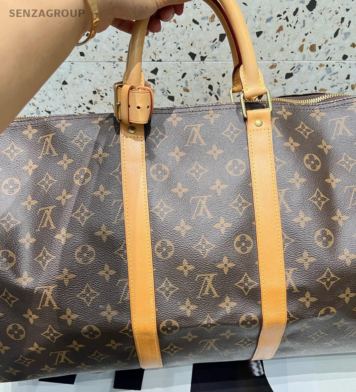 Louis Vuitton Keepall Monogram Macassar Top Handle Bag Crossbody Unisex Adults