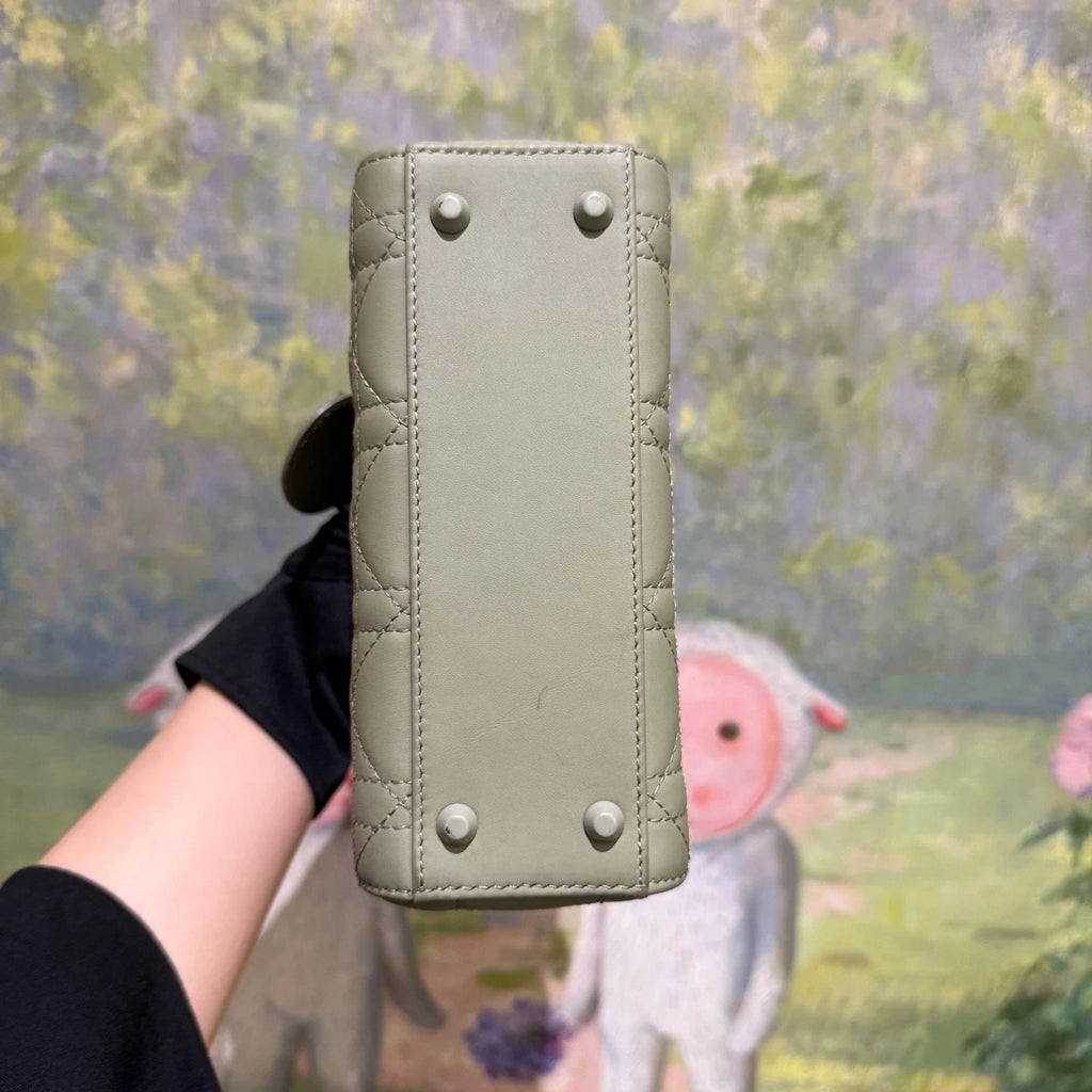 Dior Lady Dior Green Top Handle Excellent