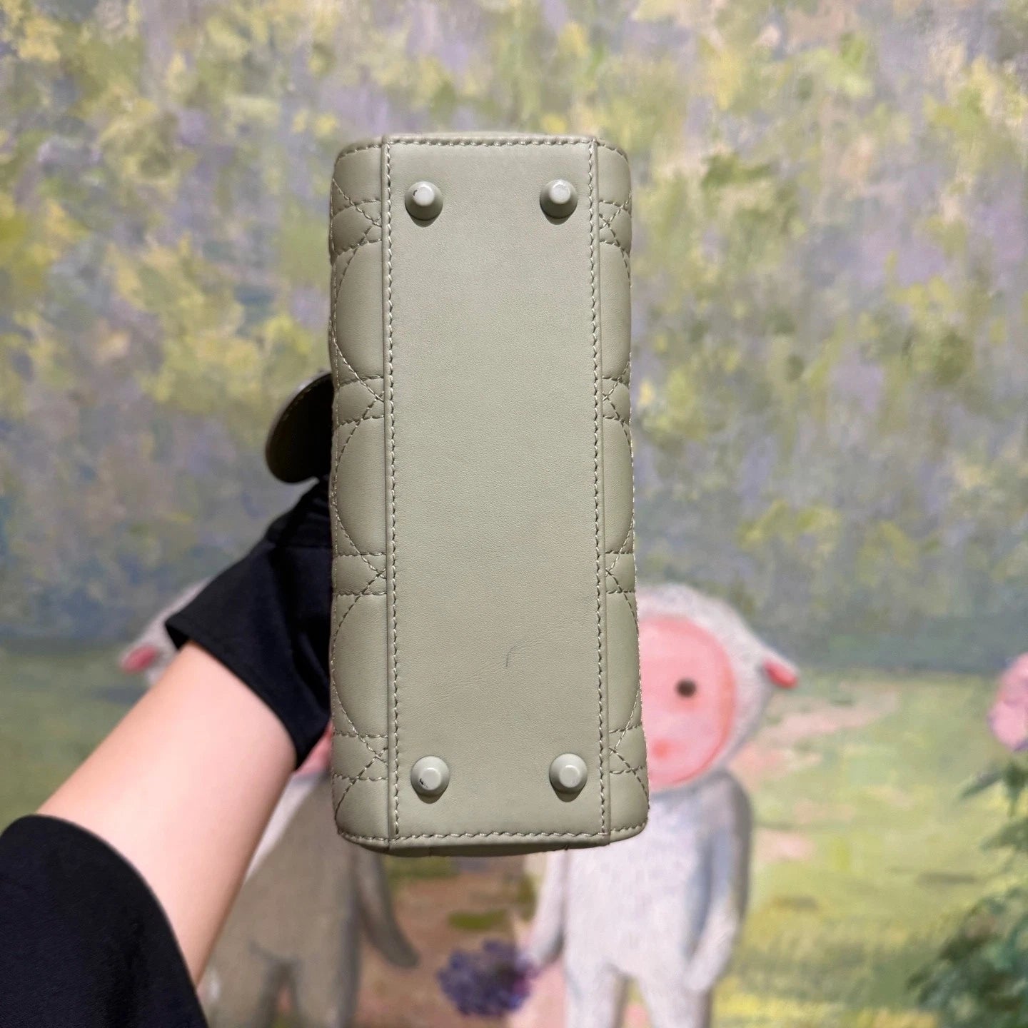 Dior Lady Dior Green Top Handle Excellent