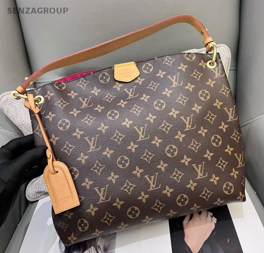 Louis Vuitton Graceful PM Monogram Shoulder Bag Brown Gold Women Classic