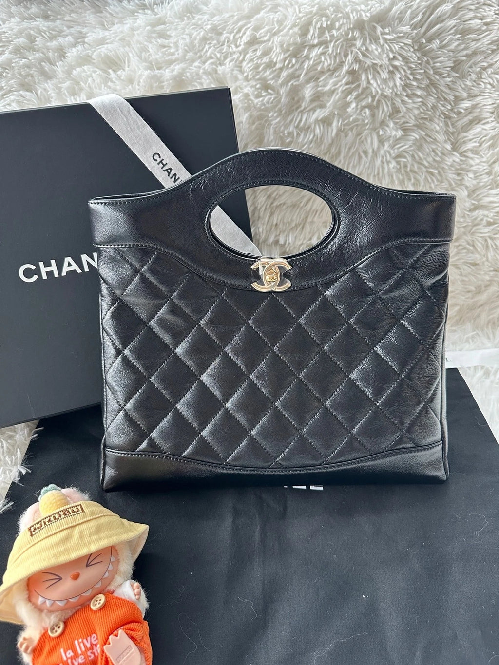 CHANEL 31Bag Small Black Gold Lambskin Crossbody Shoulder Bag Women