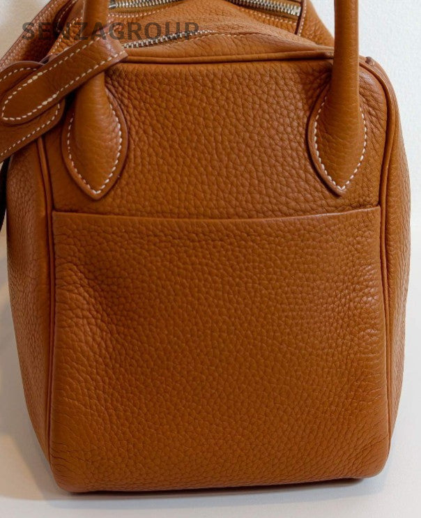 Hermes lindy30 Calfskin Hand bag Shoulder Bag Brown Silver Used Women Classic