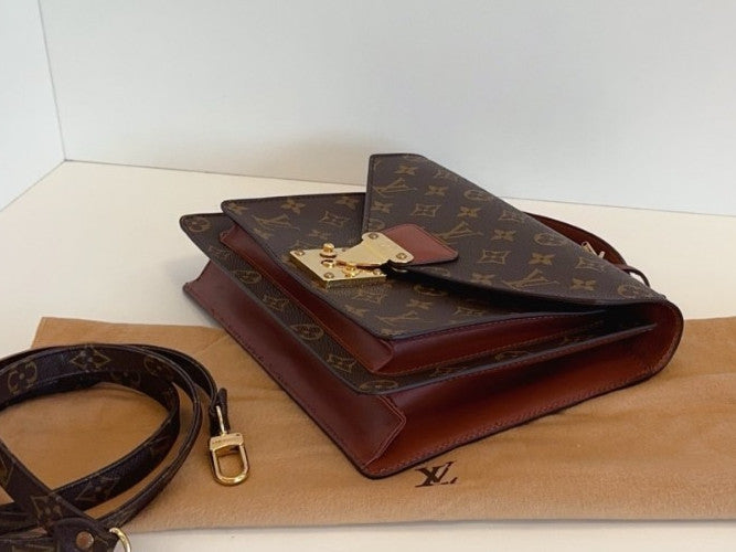 Louis Vuitton Vintage Monceau Monogram Top Handle 2way Shoulder Handbag Brown