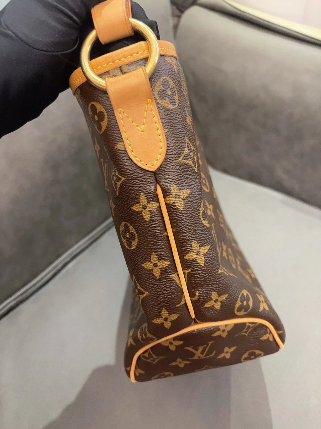 Louis Vuitton Delightful PM Monogram Shoulder Bag Brown Gold Used Women Classic