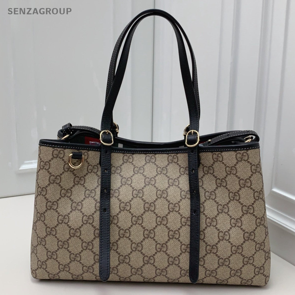 Gucci Ophidia 2Way Top Handle Bag Shoulder Bag Beige Black Gold Women Classic