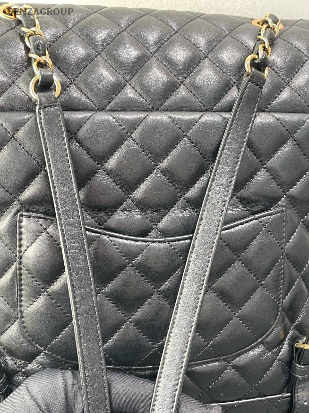 Chanel Salzburg Diamond Backpack Black Gold Unisex Adults Classic