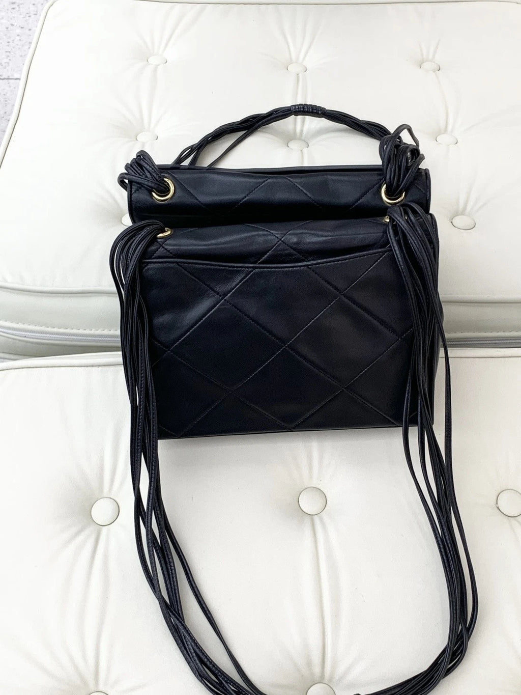 Chanel Vintage 2Ways Patent Lambskin Shoulder Crossbody Bag Black Women S
