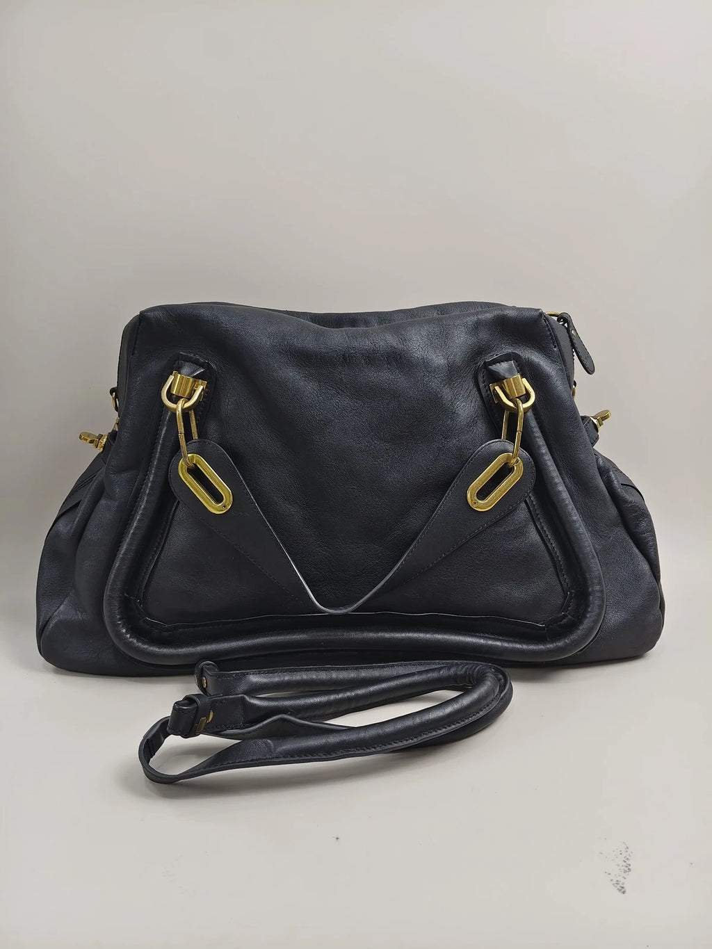 Chloe Paraty Large Black Leather Shoulder Bag For Women