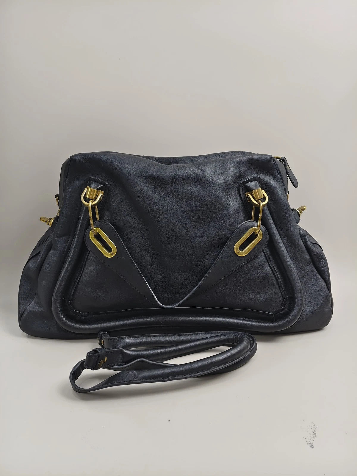 Chloe Paraty Large Black Leather Shoulder Bag For Women