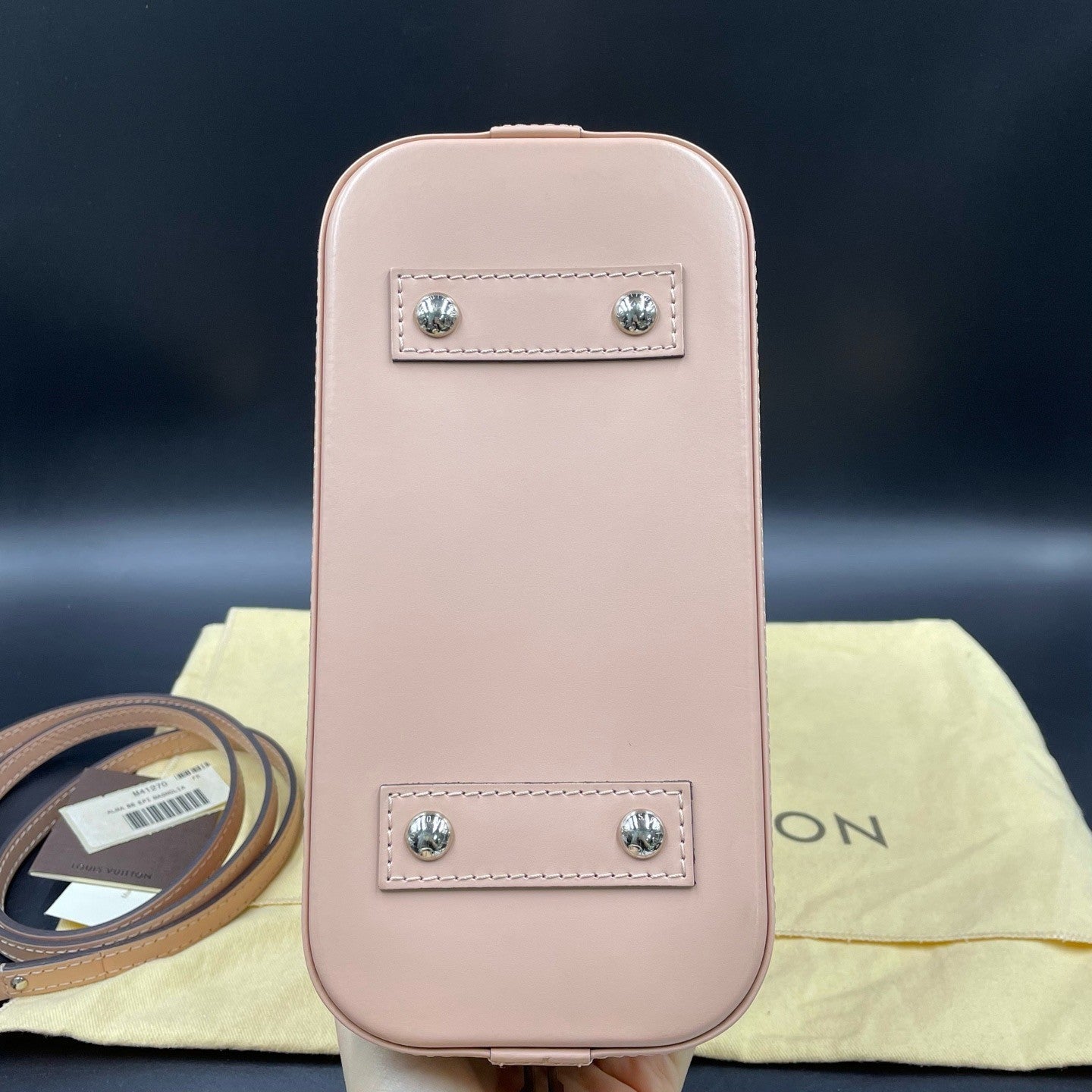 Louis Vuitton Alma BB Epi Top Handle Crossbody Pink Silver Used Women Classic