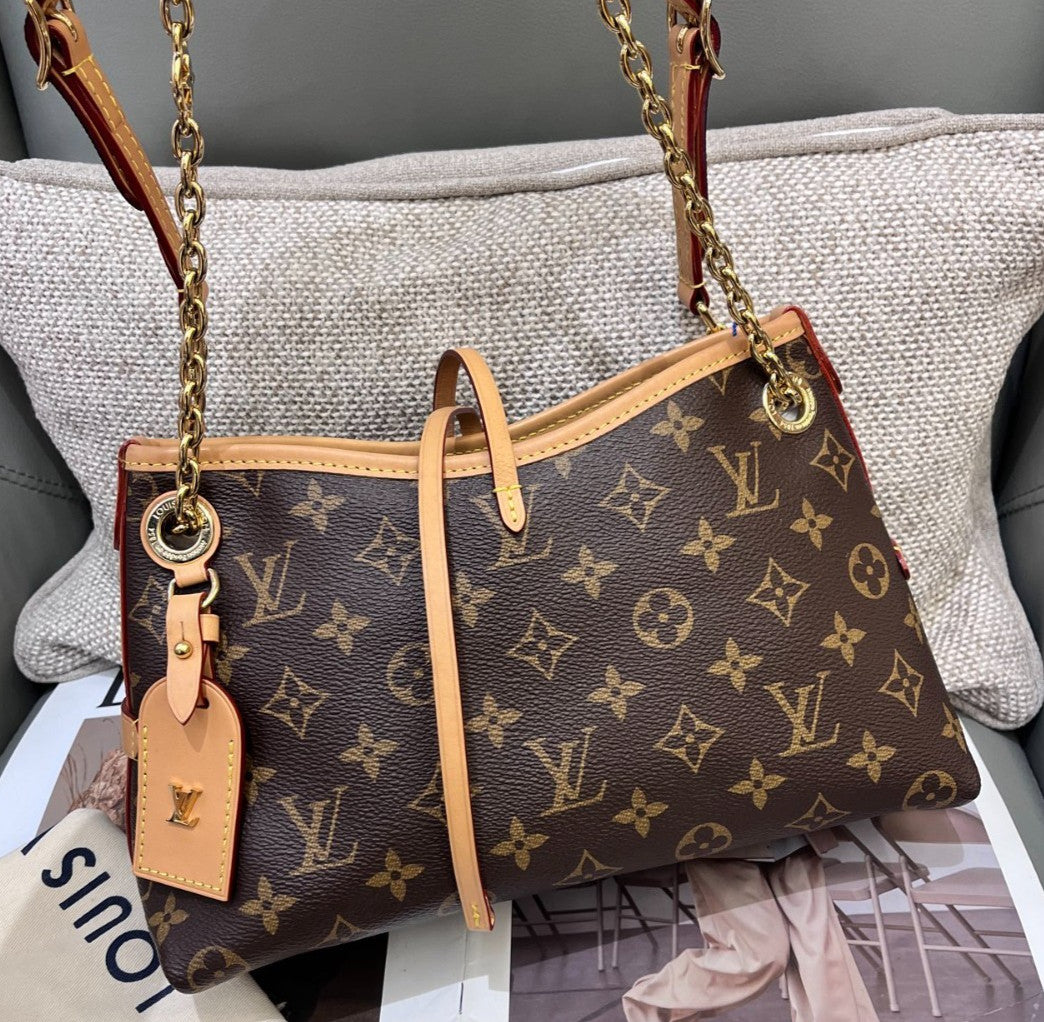 Louis Vuitton Carryall BB Monogram Canvas Chain Shoulder Bag Crossbody Women