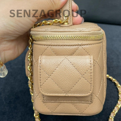 Chanel 22K Beige Long Box Bag Gold Hardware Calfskin Quilted Shoulder Bag