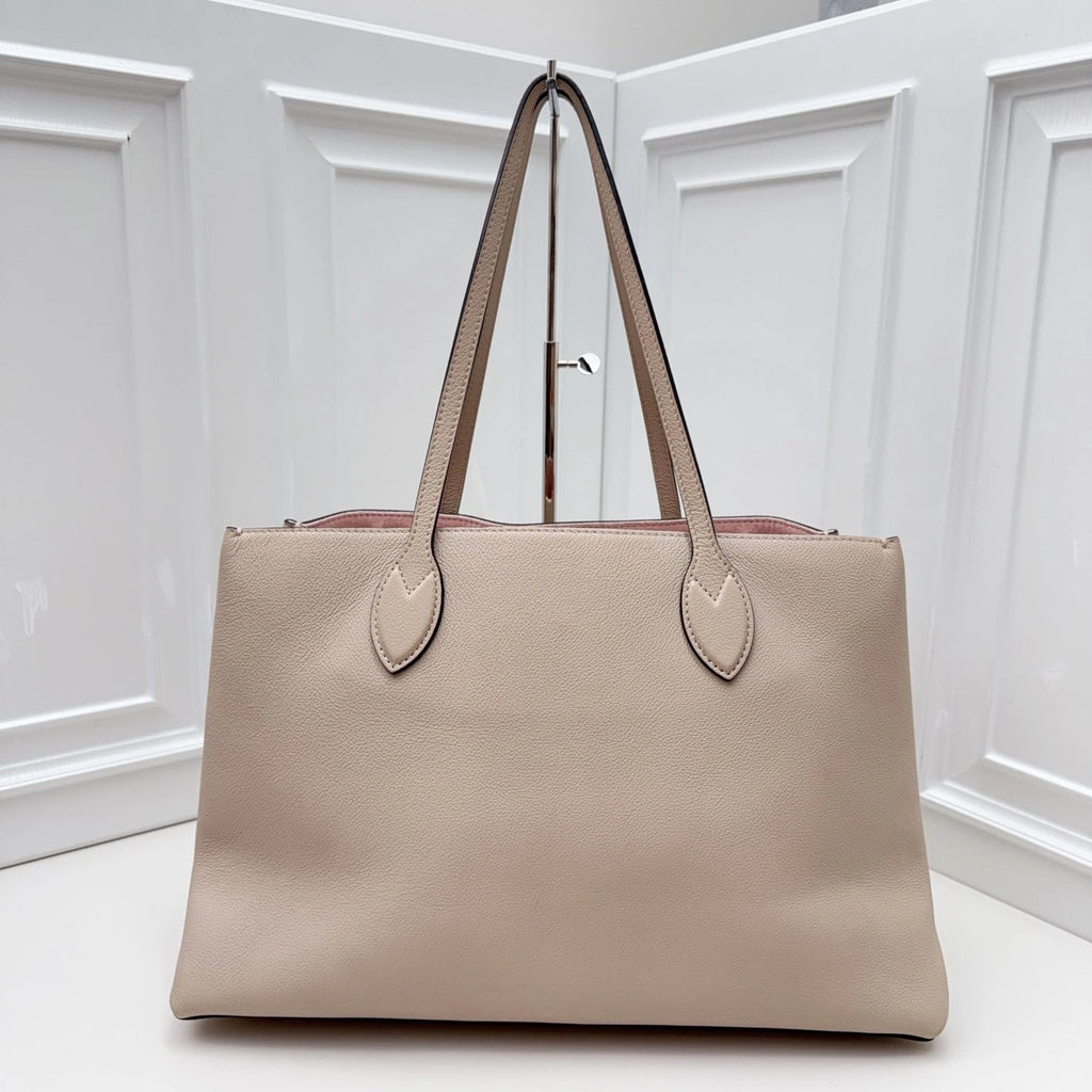 Louis Vuitton Lockme Shopper Calfskin Tote Shoulder Bag Beige Gold Women Classic