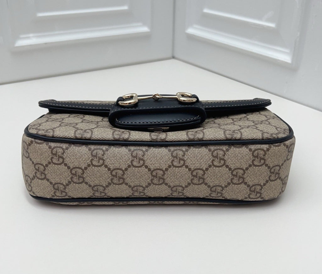 Gucci Horsebit1955 Ophidia Shoulder Bag Crossbody Beige Black Gold Unisex Adults