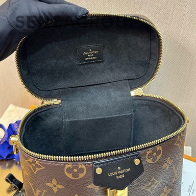 Louis Vuitton Monogram Vanity Chain Crossbody Bag Brown Gold