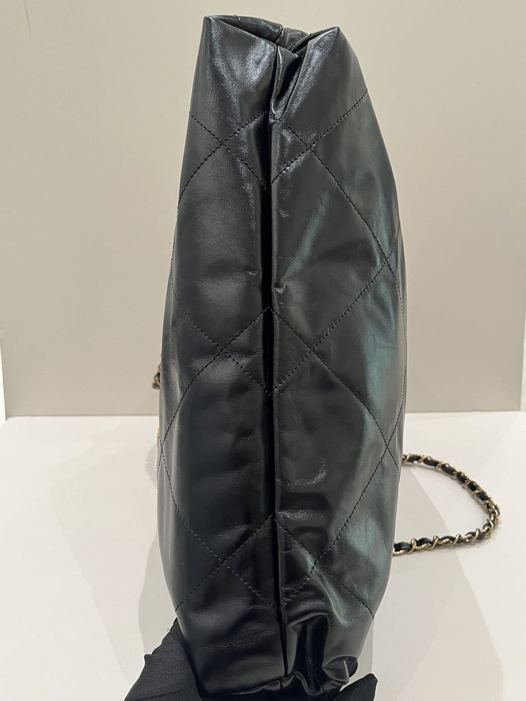 Chanel 22 Bag Medium Black Gold Quilted Chain Backpack Classic Women