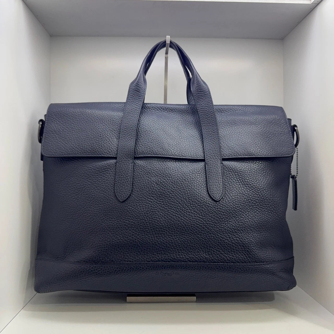Coach Navy Leather Flap Briefcase Shoulder Crossbody Bag For Men