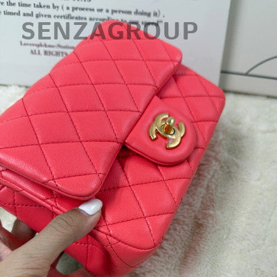 Chanel Red Gold Chain Shoulder Crossbody Bag Women Classic Quilted