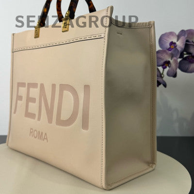 Fendi Sunshine Tote Bag Beige Gold Hardware Classic Women's Handbag