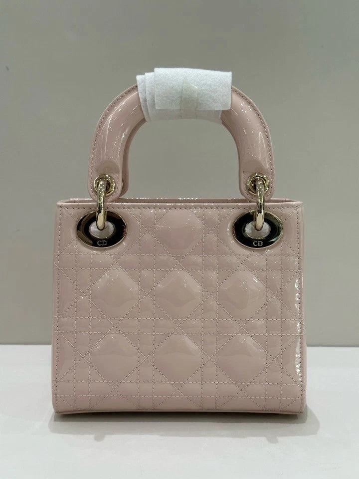 Dior Lady Dior Leather Pink Top Handle Excellent