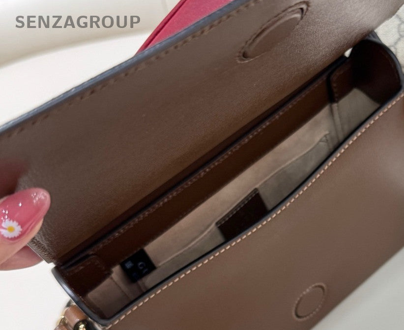 Gucci Loving Heart Crossbody Brown Gold Women Designer