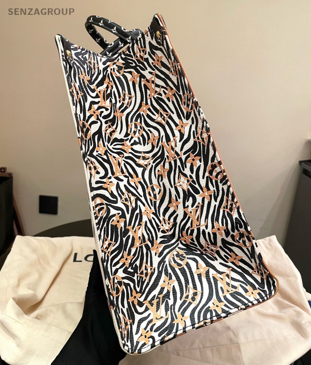 Louis Vuitton Onthego GM Tote Top Handle Bag White Orange Used Women Classic