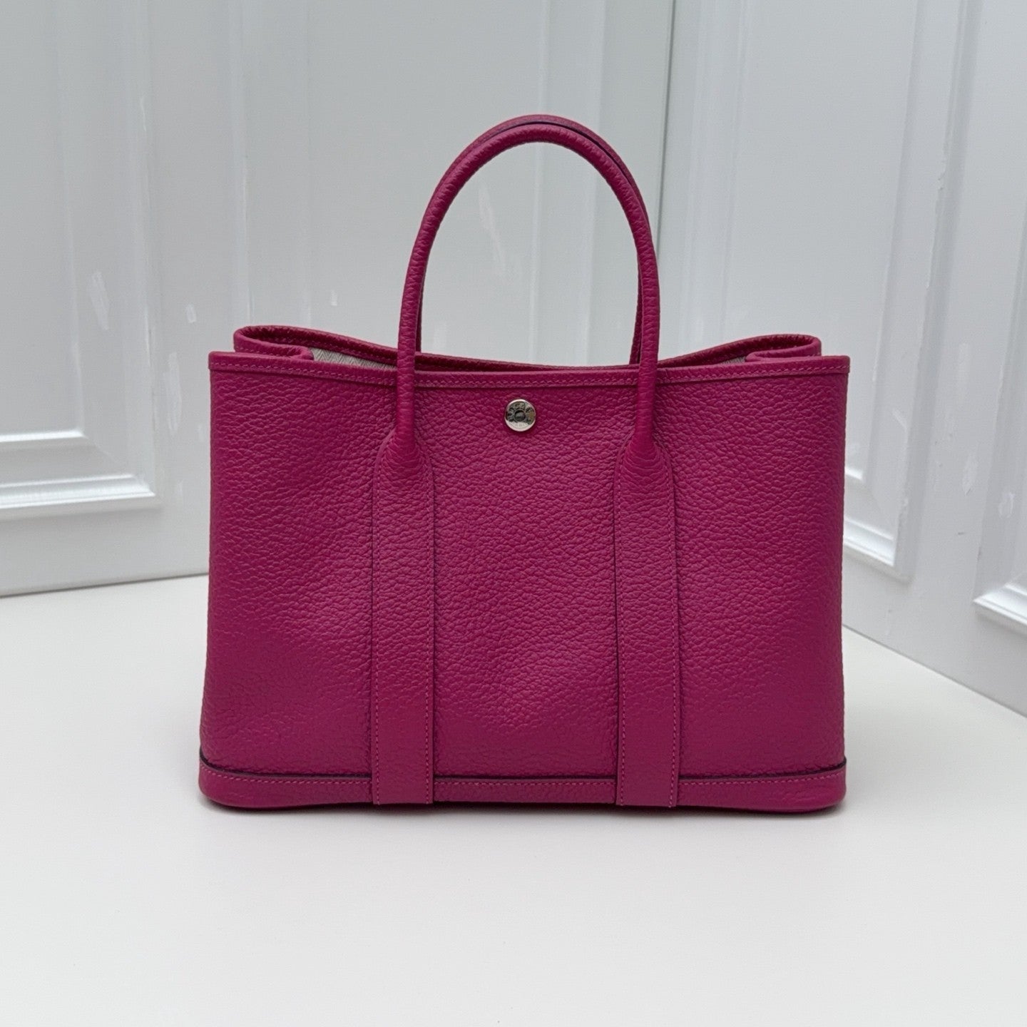 Hermes Garden Party30 Top Handle Bag Purple Silver Used Women Classic