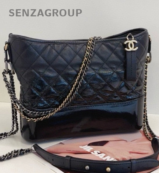 Chanel Gabrielle MM Chain Shoulder Bag Crossbody Black Gold Women Classic
