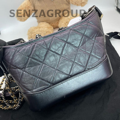 Chanel Gabrielle Small Chevron Chain Shoulder Crossbody Bag Black Gold