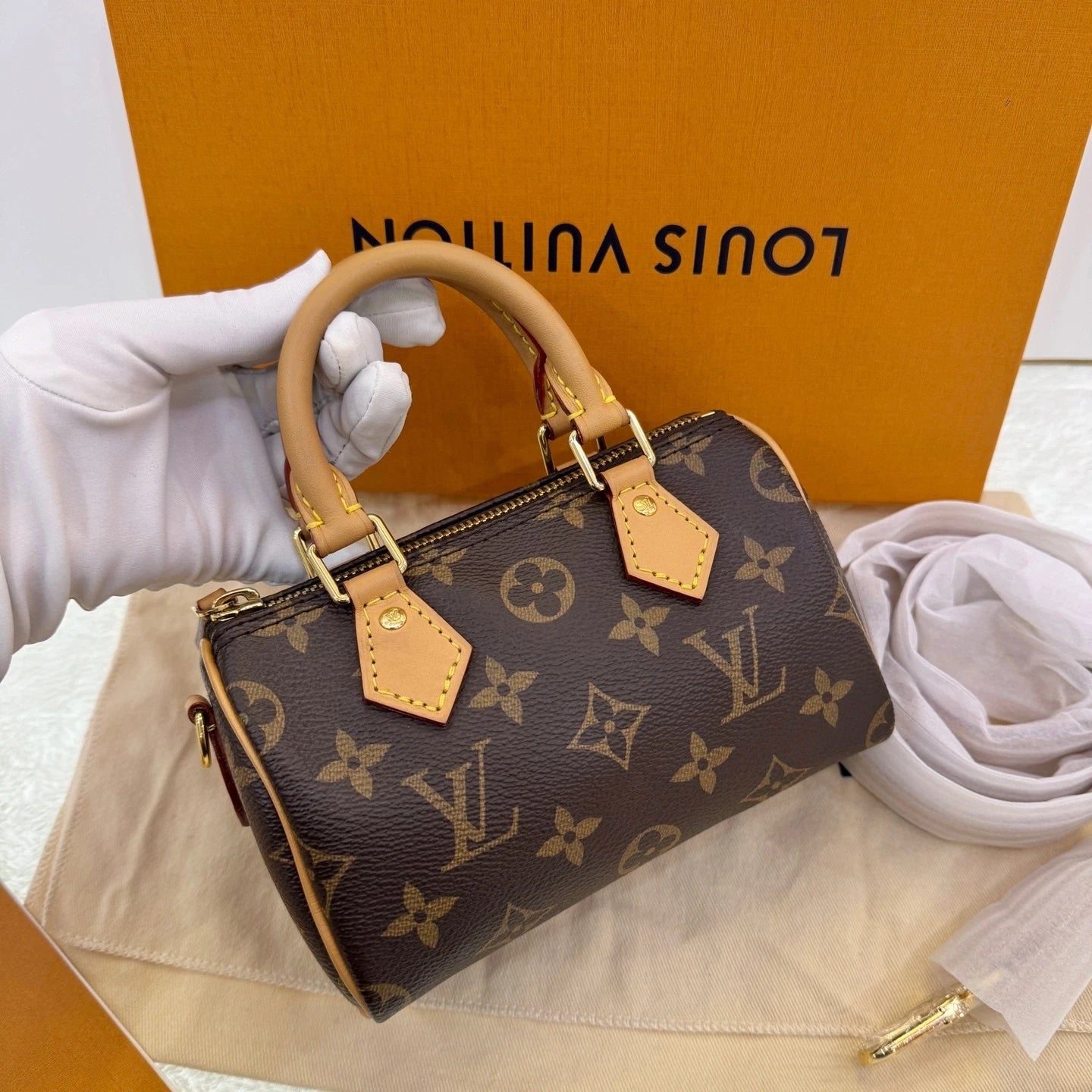 Louis Vuitton 2024 New Speedy Nano Canvas Handbag Shoulder Crossbody Women