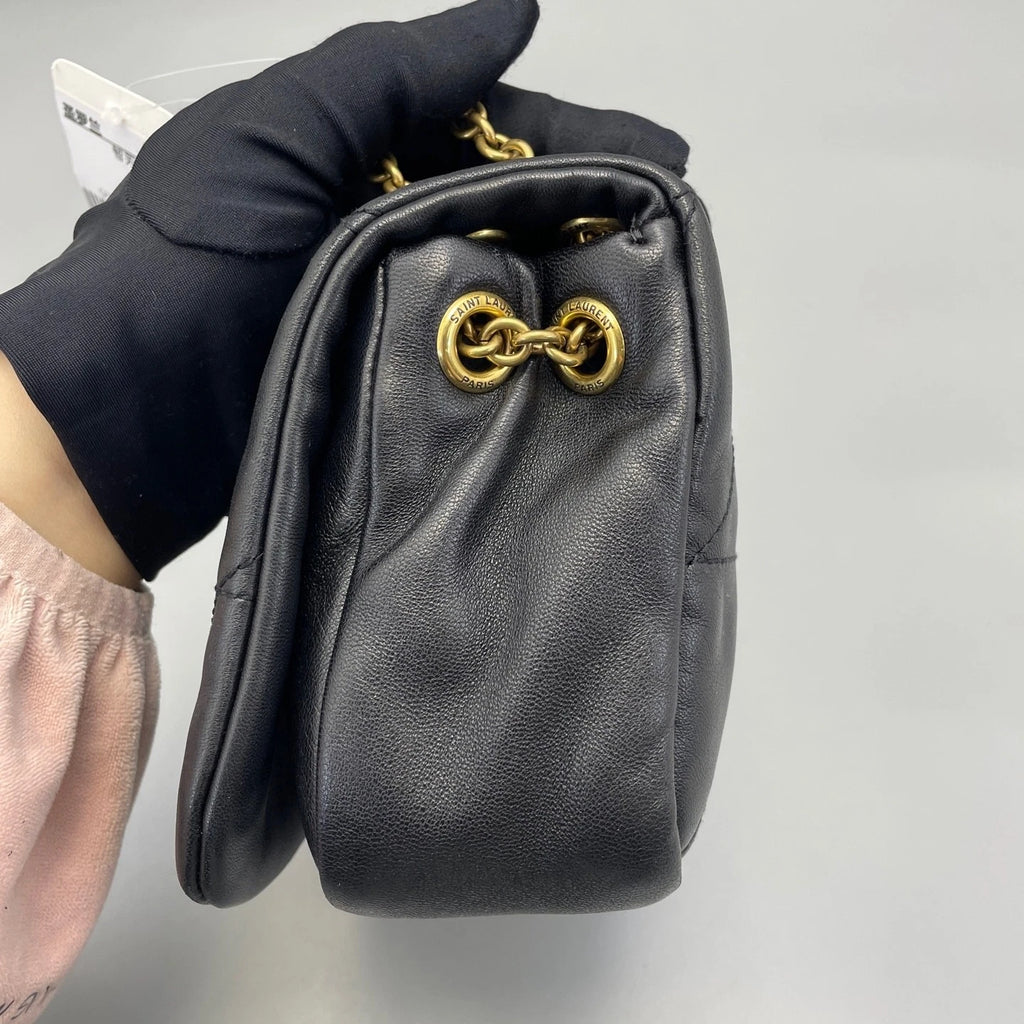 YSL Jamie Lambskin Chain Shoulder Bag Black Gold For Women