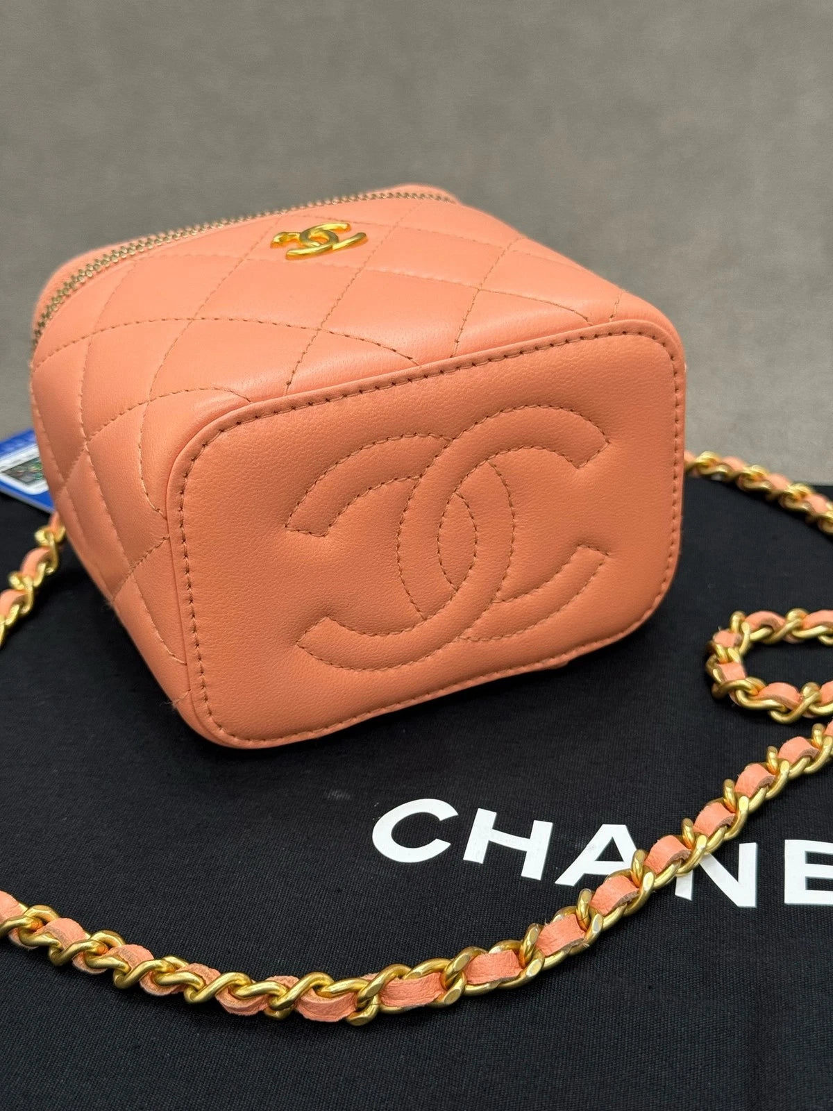 CHANEL Lambskin Adjustable Gold Ball Box Crossbody Shoulder Bag Women