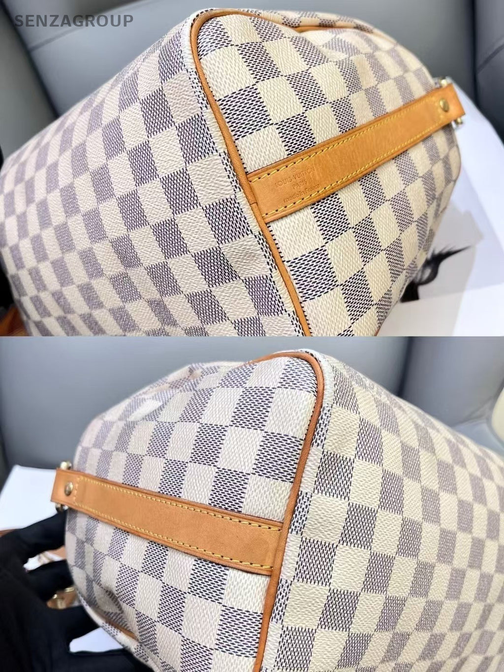 Louis Vuitton Speedy sp25 Damier Azur Top Handle Shoulder Bag Women Blue