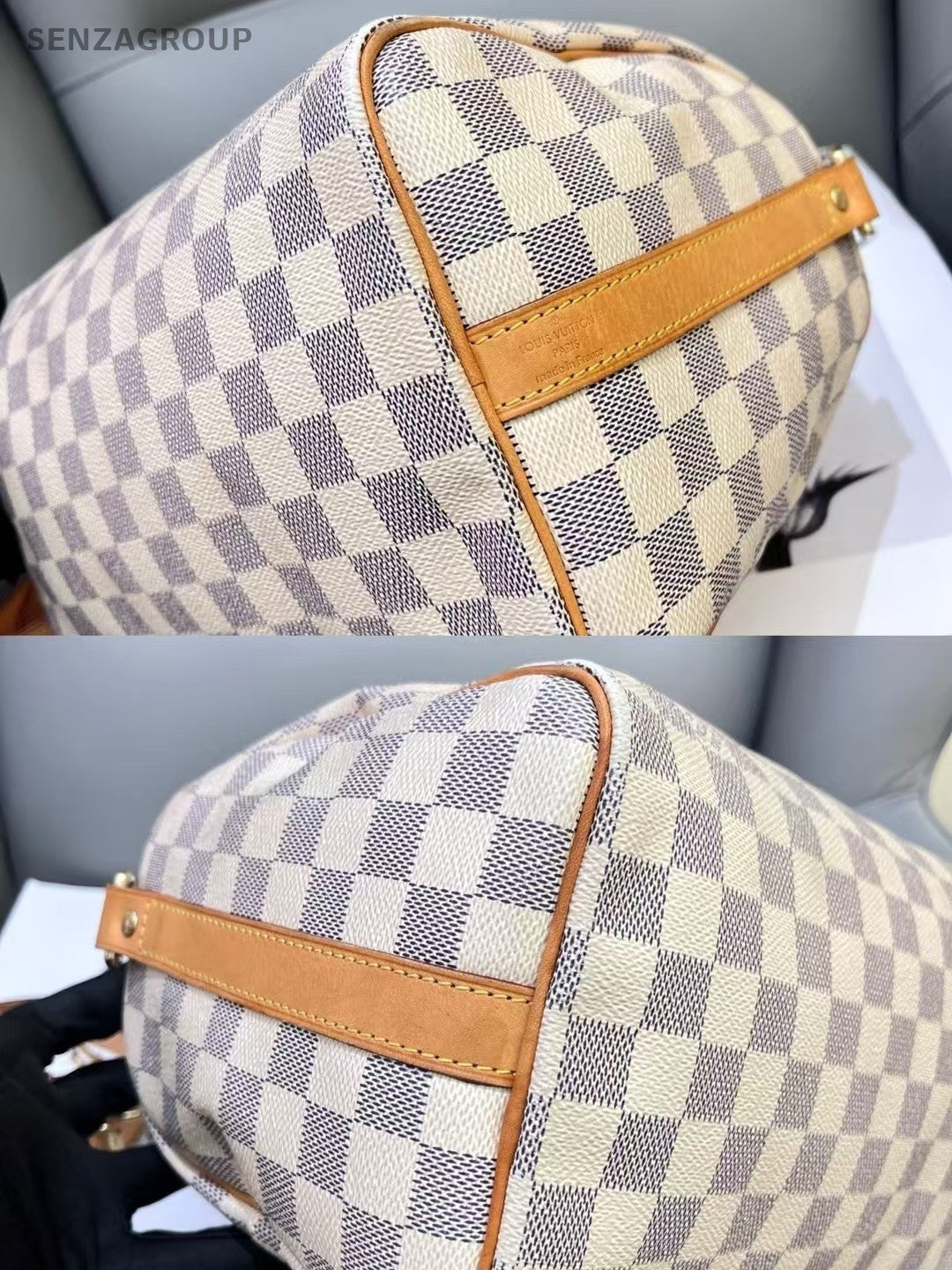 Louis Vuitton Speedy sp25 Damier Azur Top Handle Shoulder Bag Women Blue