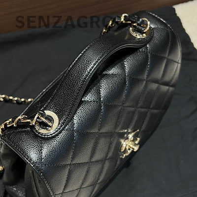 Chanel Black Caviar Medium Messenger Bag with Chain Strap