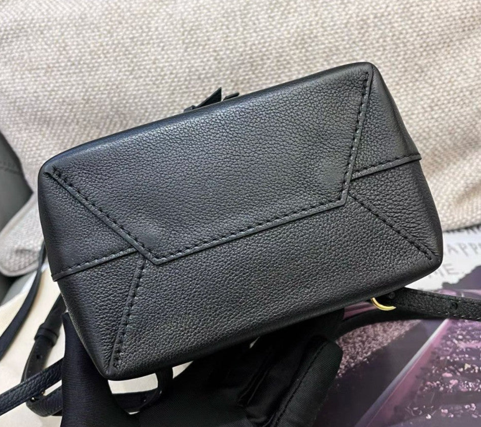 Louis Vuitton Lockme Mini Calfskin Backpack Black Gold Used Women Classic