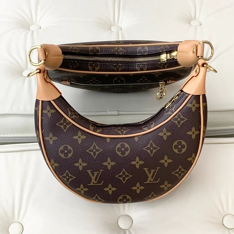 Louis Vuitton Loop Monogram Brown Gold Shoulder Bag Chain Bag Excellent