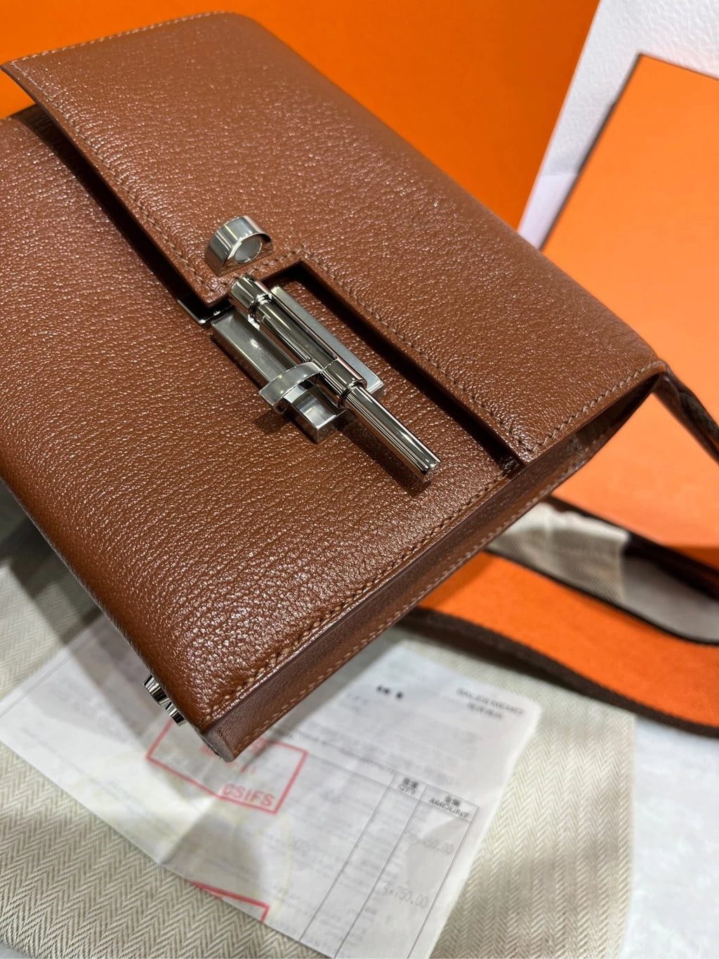 Hermes Verrou Brown Goatskin Handbag For Women