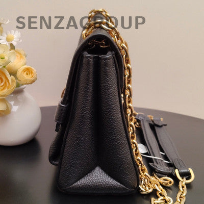 Louis Vuitton Monogram Chain Shoulder Crossbody Bag Black Gold Women's Classic