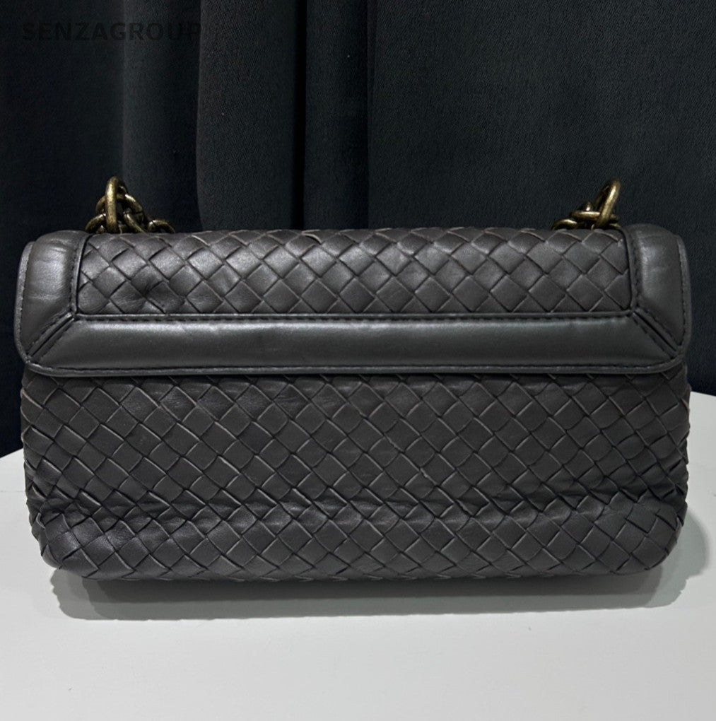 Bottega Veneta Roma Chain Shoulder Bag Crossbody Gray Gold Used Women Classic