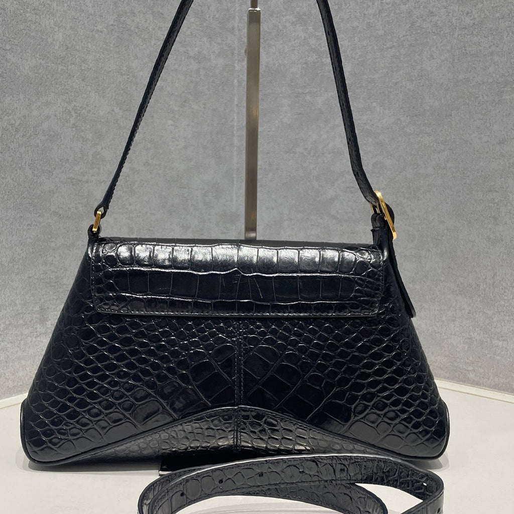 Balenciaga Black Gold Flap Bag Classic Shoulder Crossbody Women's Fashion