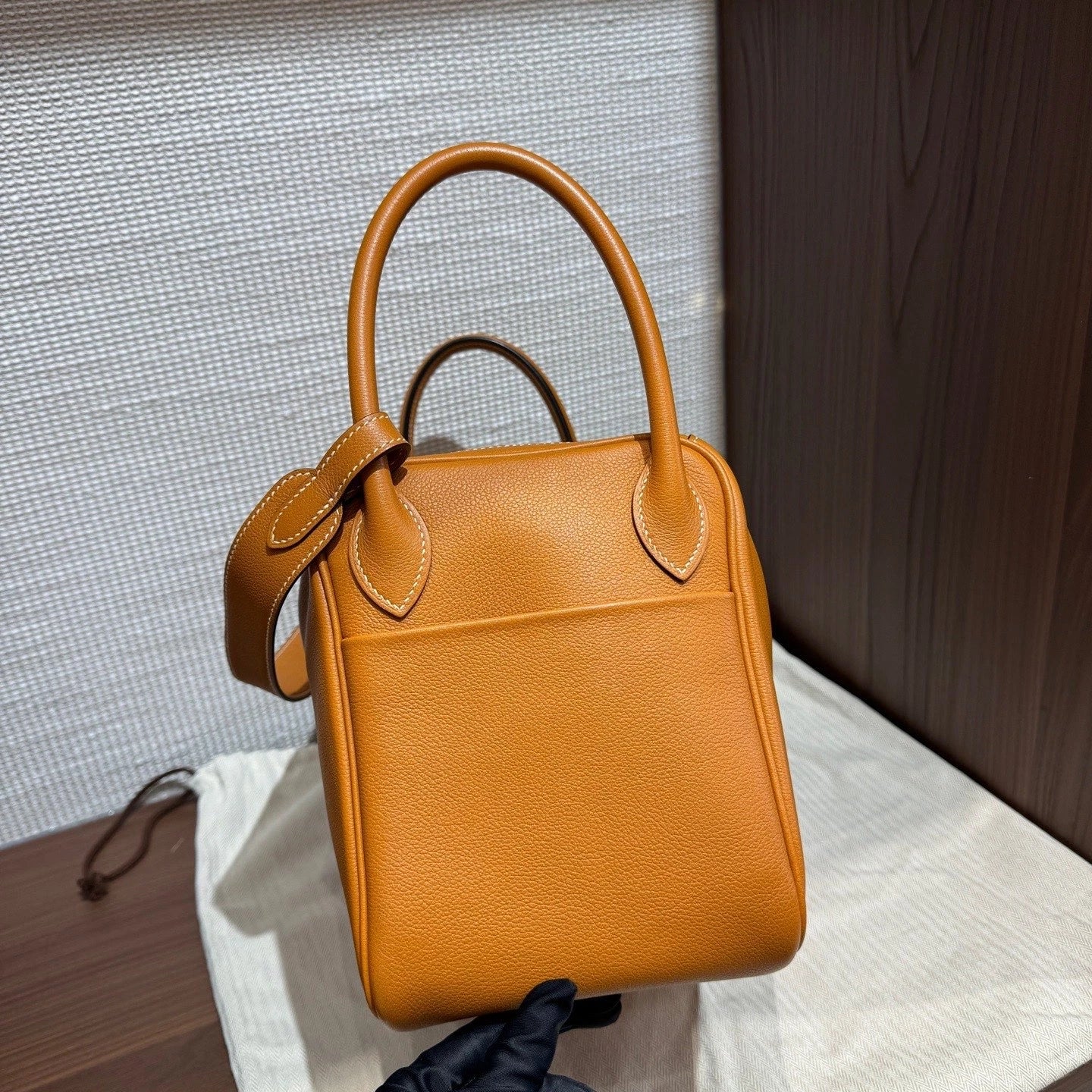 Hermes Lindy30 Top Handle Shoulder Bag Brown Gold Used Women Classic