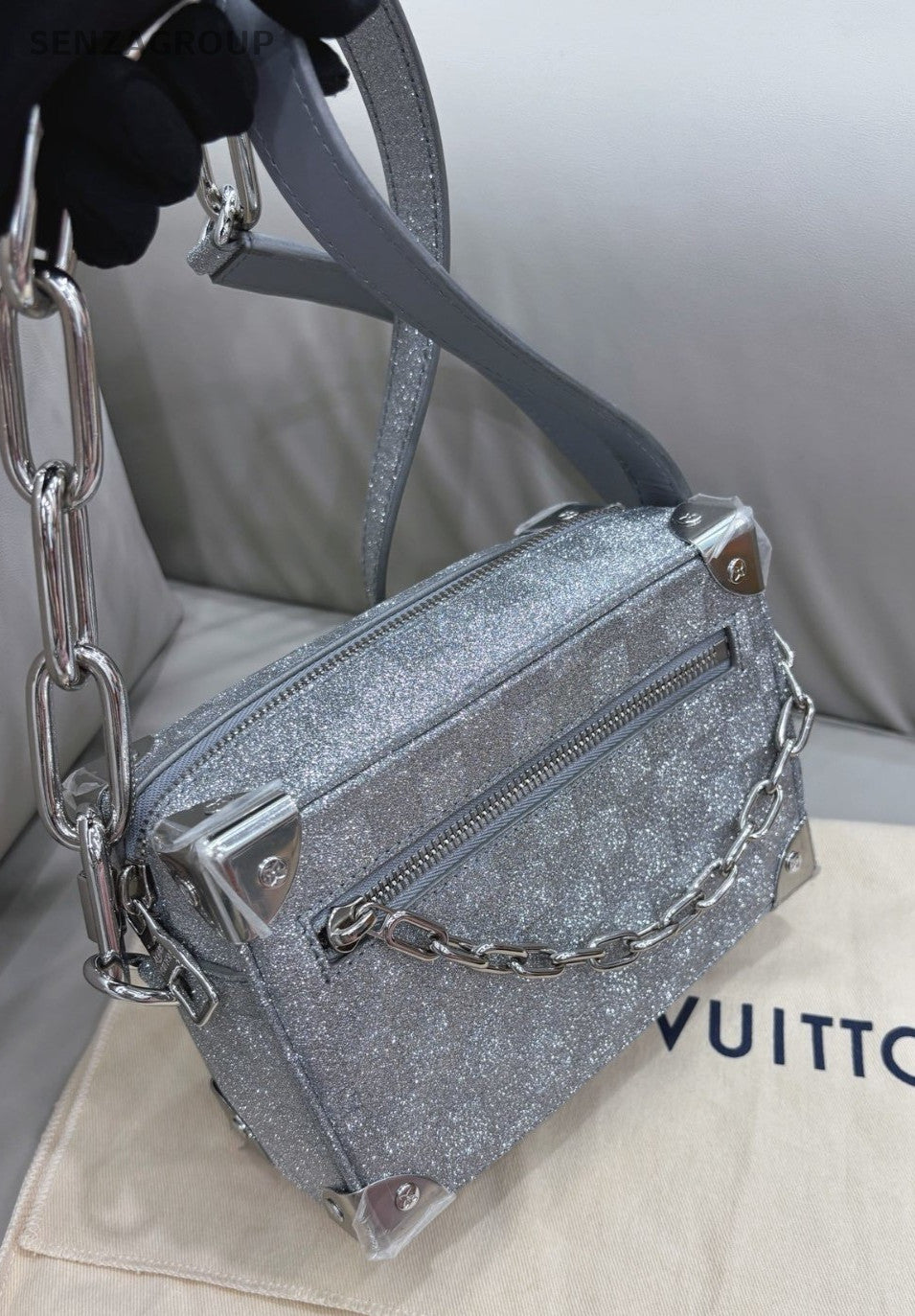 Louis Vuitton Soft Trunk Box Bag Crossbody Bag Women Gray Almost Brand New