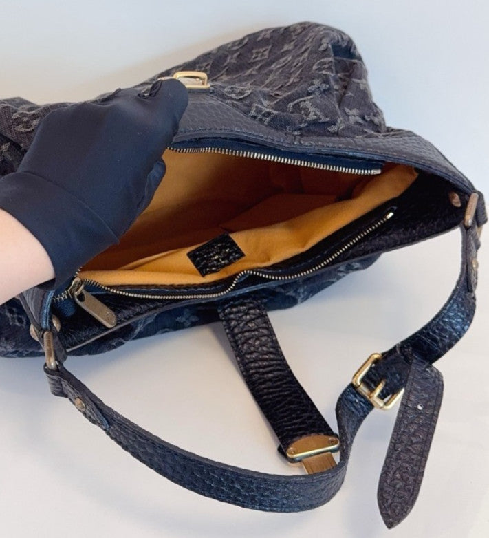 Louis Vuitton Hobo Denim Premium Black Monogram Shoulder bag Women