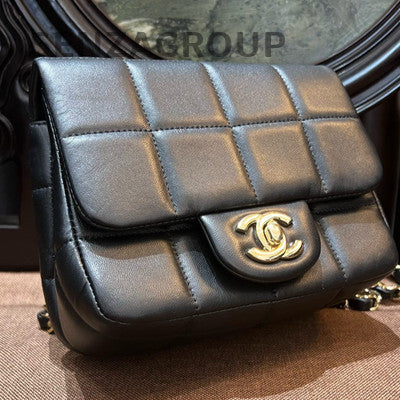 Chanel Classic Quilted Chain Shoulder Crossbody Bag Black Gold