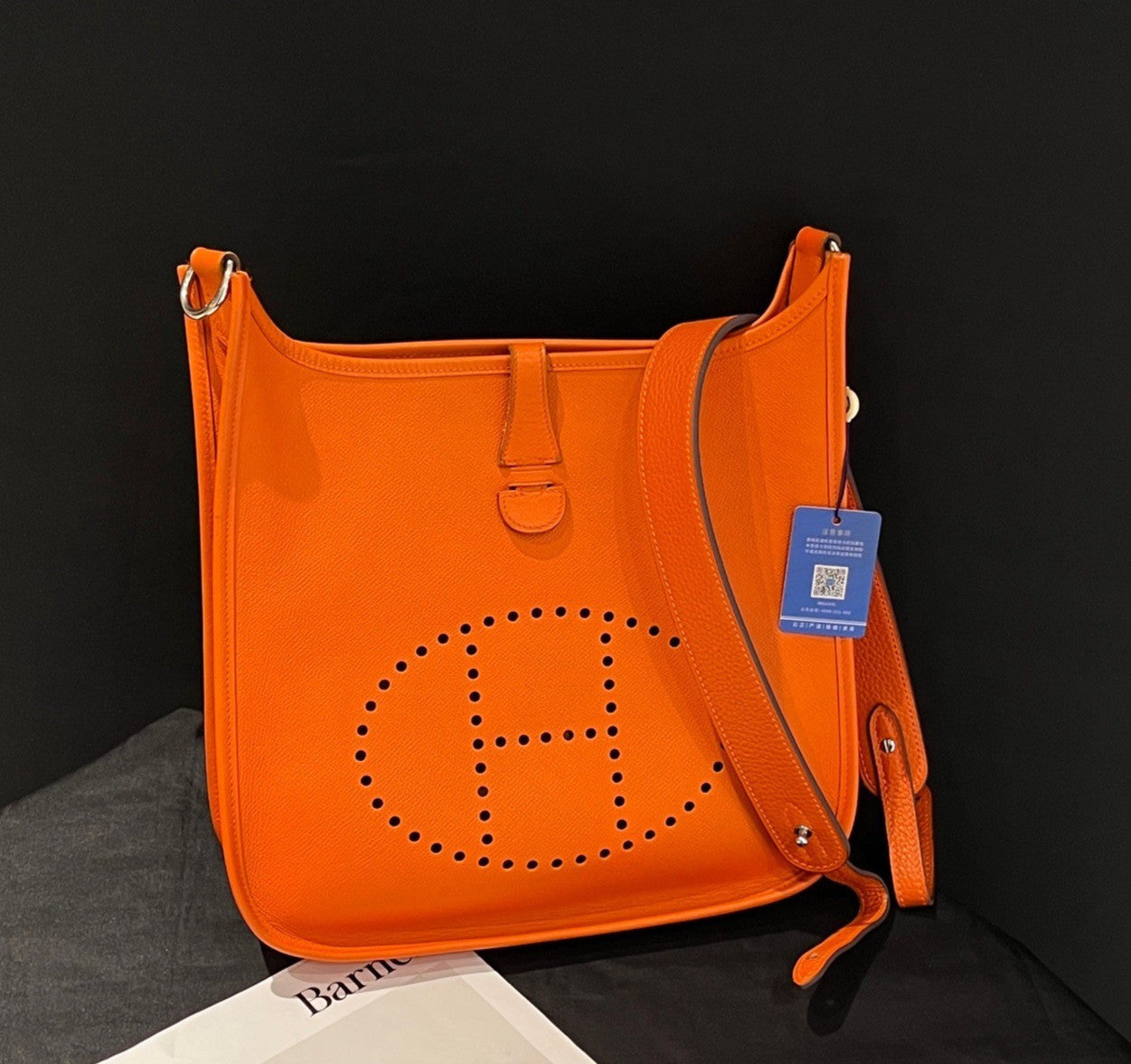 Hermes Evelyne29 Epsom Shoulder Bag Crossbody Orange Silver Used Women Classic